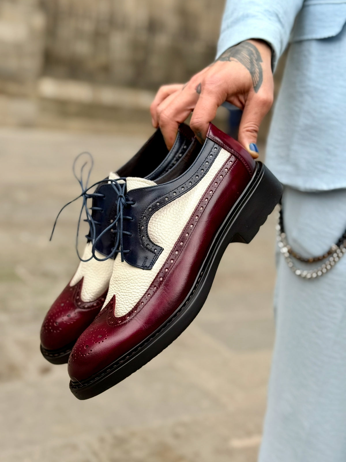 Sapatos 8005 H2 Bordô/Branco