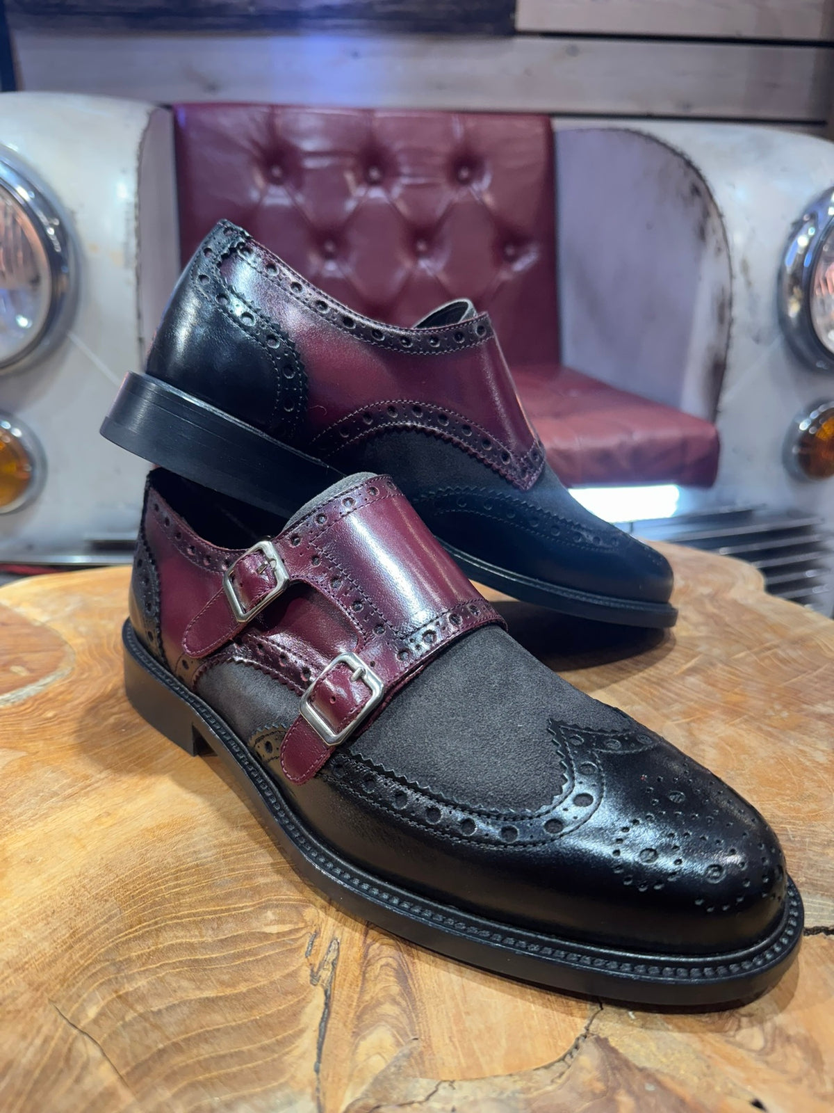 Sapatos 7323H3 Preto / Bordô