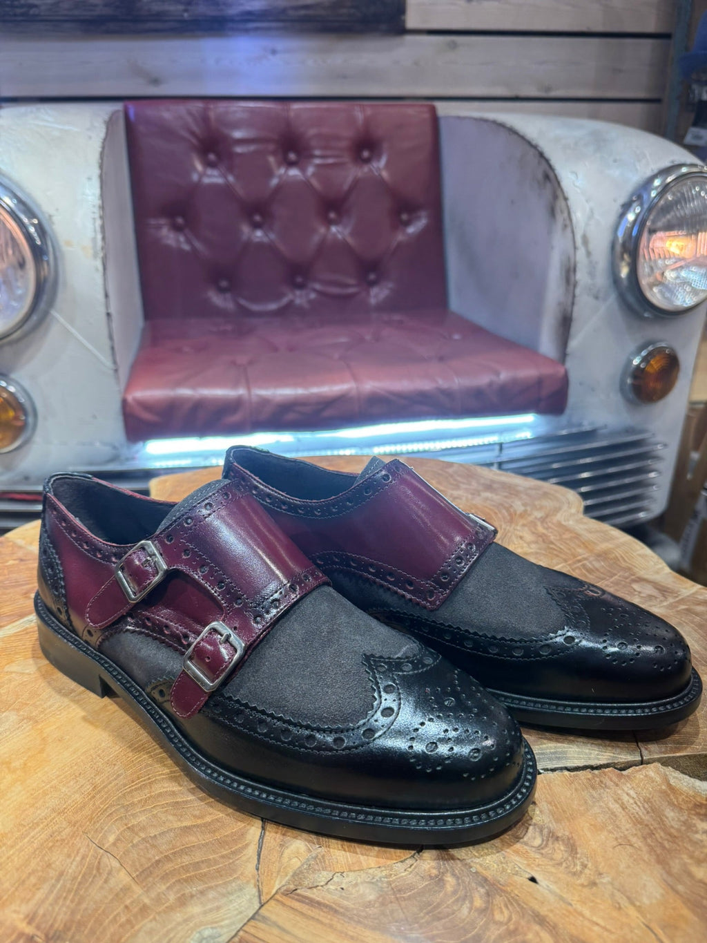 Sapatos 7323H3 Preto / Bordô