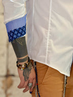 Camisa branca Cerchio com punho e detalhes em azul