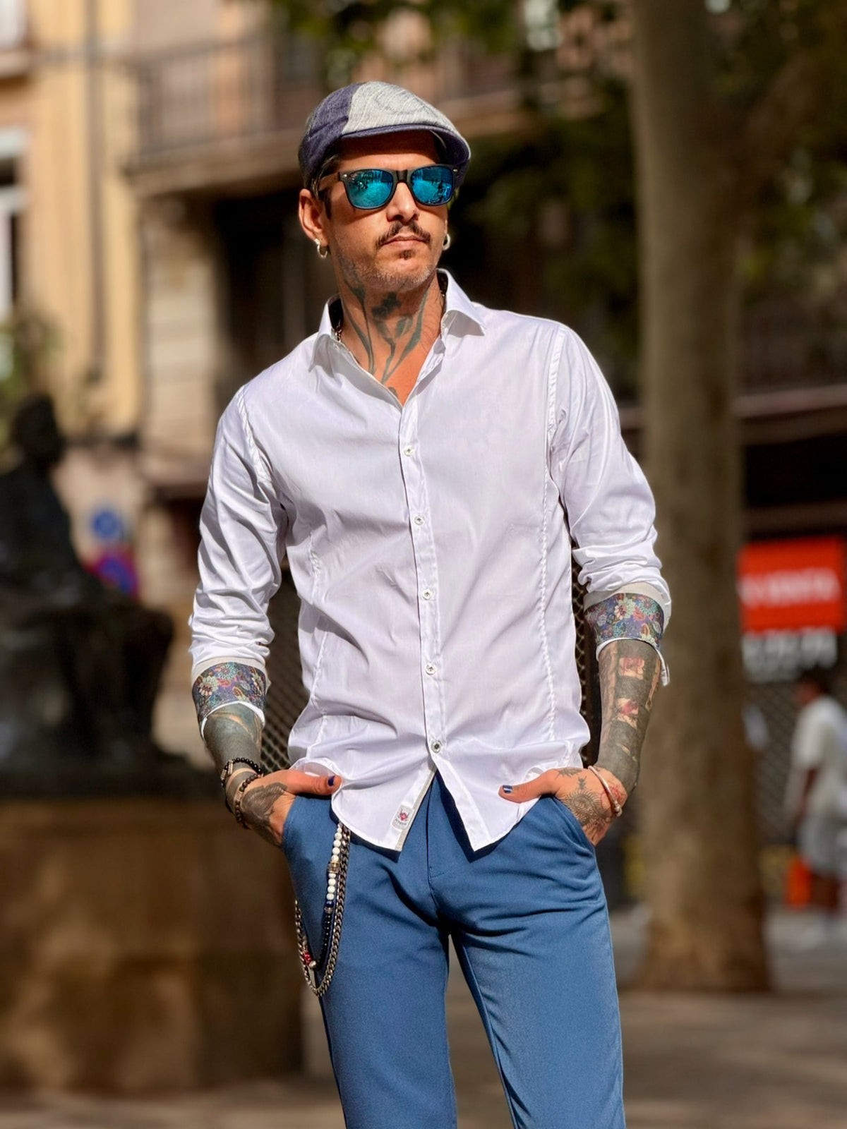 Camisa Branca Eterna punho detalhes em verde