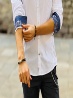 Camisa Branca Marsicana com detalhes no punho em azul